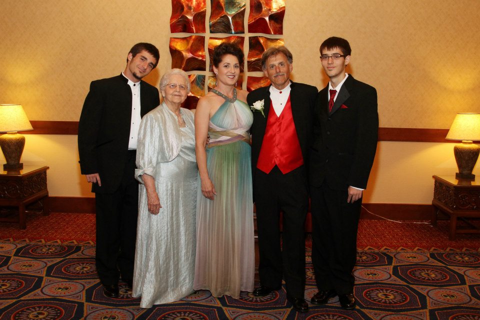 Maria Amorocho and her family at the 2012 Hon Kachina Awards. From left,  her son Jeremiah, her mother, Maria, her husband Earl Weisbrod and her son Elijah. (Photo credit unknown) 