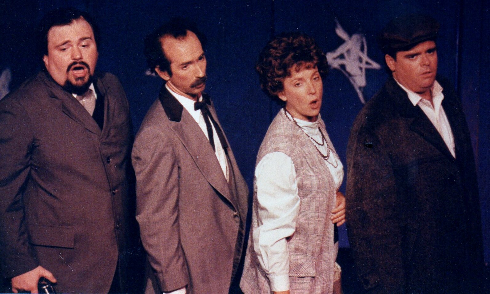 David Wo's legendary production of Stephen Sondheim's "Assassins" starred, from left, Wes Martin, Jon Gentry, Cathy Dresbach and Pat Russel.
