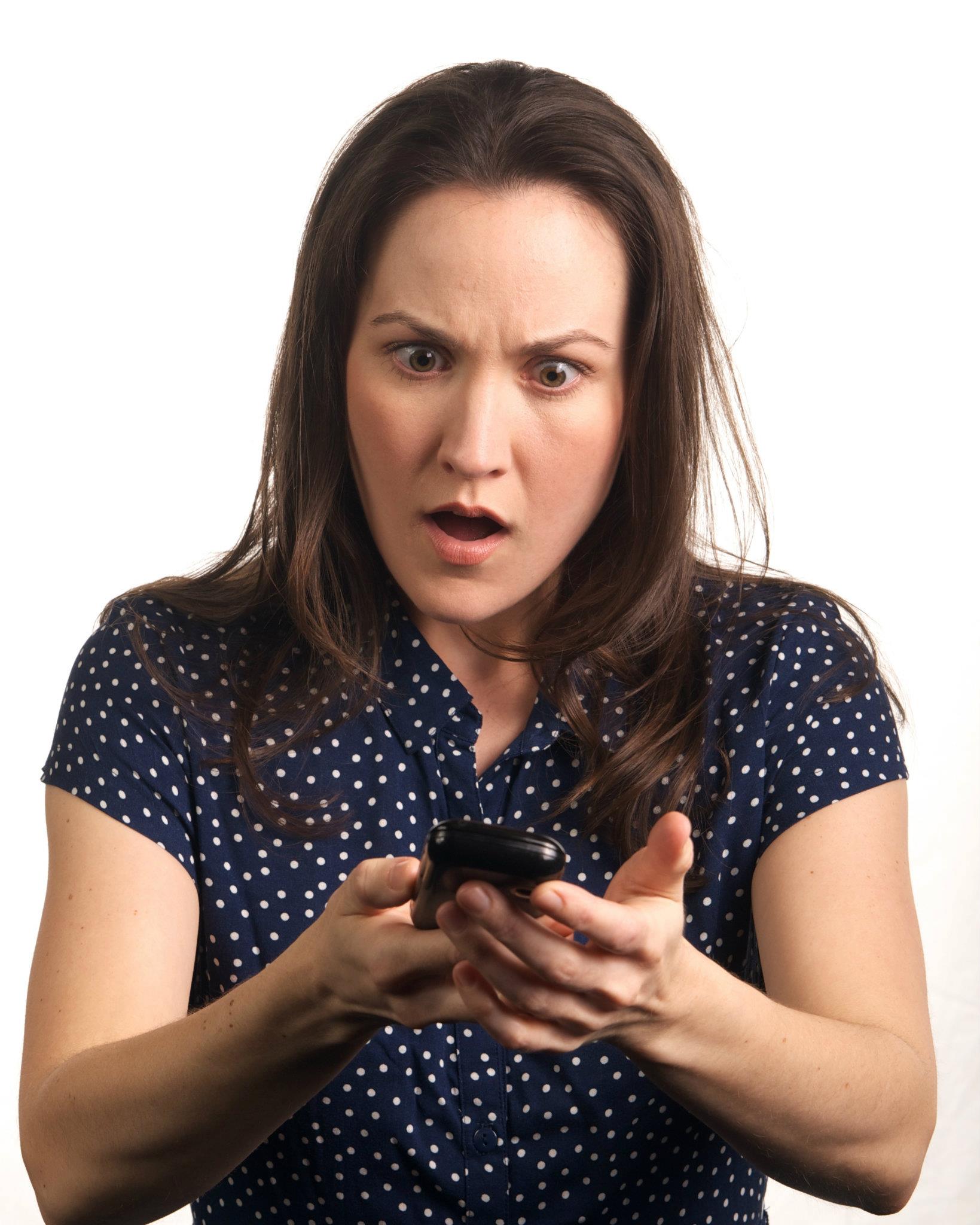 When Jean picks up a dead man's cell phone, she gets more than she bargained for: Meghan Malloy in Actors Theatre's 2012 production, "Dead Man's Cell Phone." (Photo by John Groseclose) 