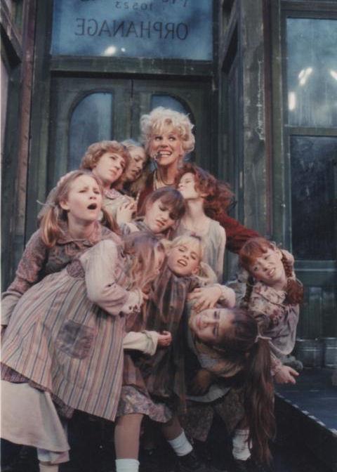 Karen Morrow and the orphans in Musical Theatre Arizona's production of "Annie" in 1989. (Photograph courtesy of Andi Watson)