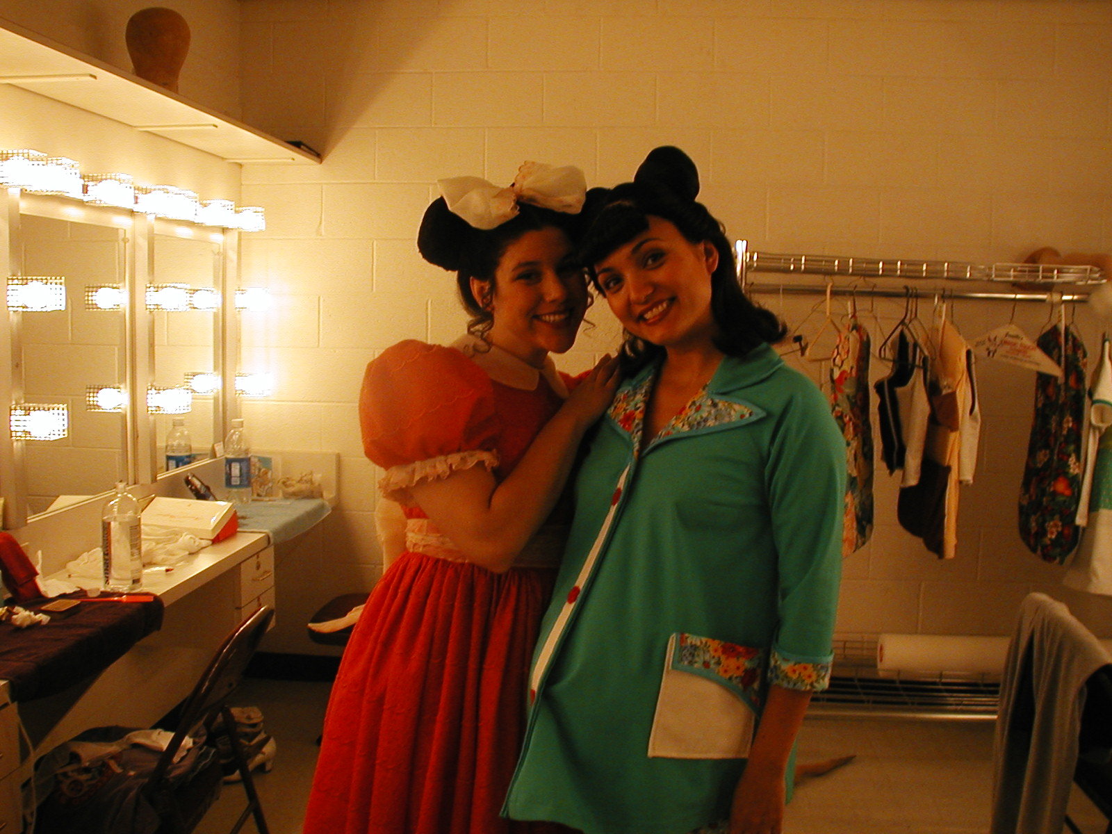 Andrea Morales and Angelica Howland backstage at Childsplay's "Lily's Purple Plastic Purse." (Photo from the Collection of Angelica Howland)