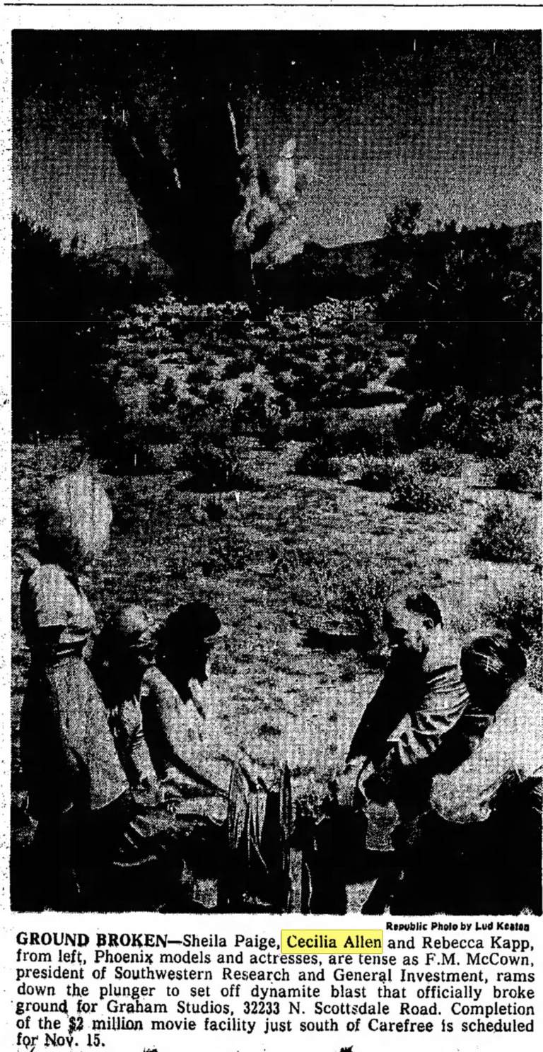 Groundbreaking ceremonies from the Graham Studios, later to become the Carefree/Dick Van Dyke Studios. (Clipping from Aug. 16, 1978 edition of the Arizona Republic.)