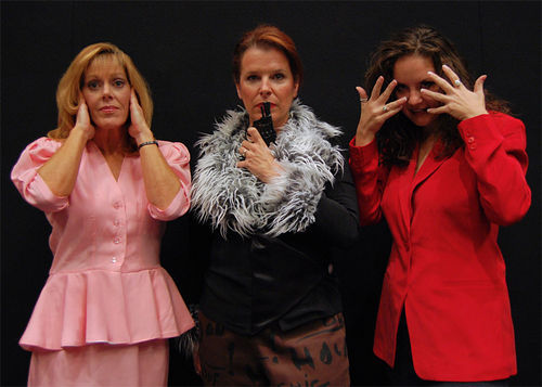 Robyn Allen (center) with Christi Sweeney and Heather Cambanes in Theater Works' 'The Smell of the Kill'. (Photo by Arthur Zatarski)
