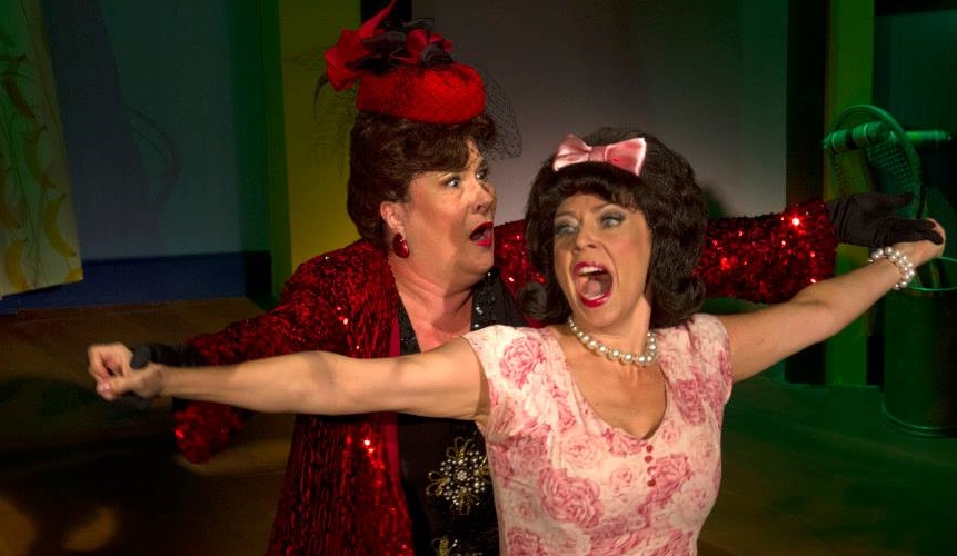 Johanna Carlisle and Debby Rosenthal spread their wings in the 2013 Phoenix Theatre production of "Ruthless: The Musical." (Photo by Sara Chambers)