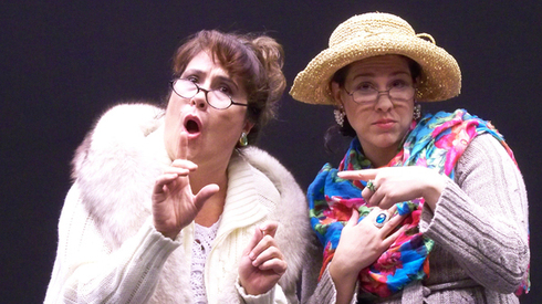 Johanna Carlisle and Andrea Morales in Nearly Naked Theatre's 2012 production of "Parallel Lives." (Photo by John Grossclose.)