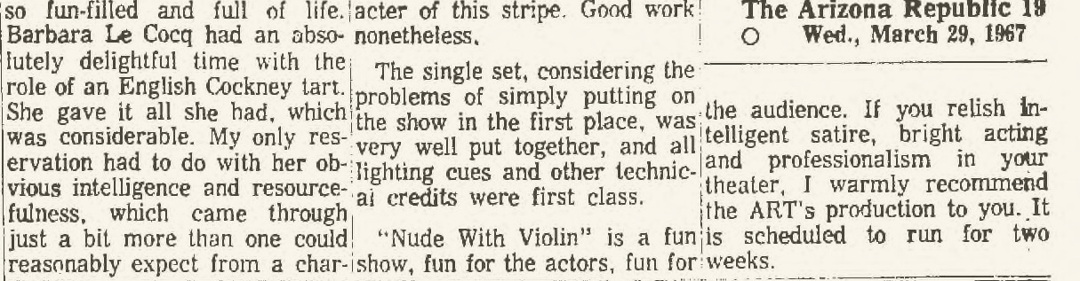 arizona repertory theatre nude with violin 001c Arizona Republic, March 29, 1967