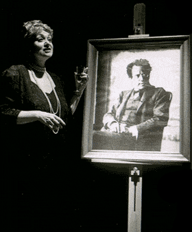Pamela perming her one-woman show on Alma Mahler. 