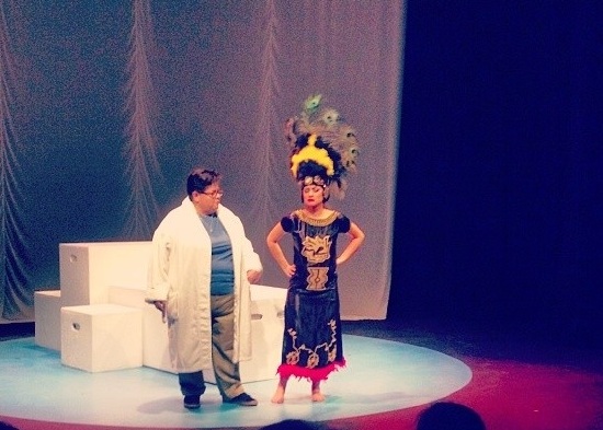 Sandy Leon and Victoria Servin in Teatro Bravo's production of "Clock." (Photo courtesy of the company)