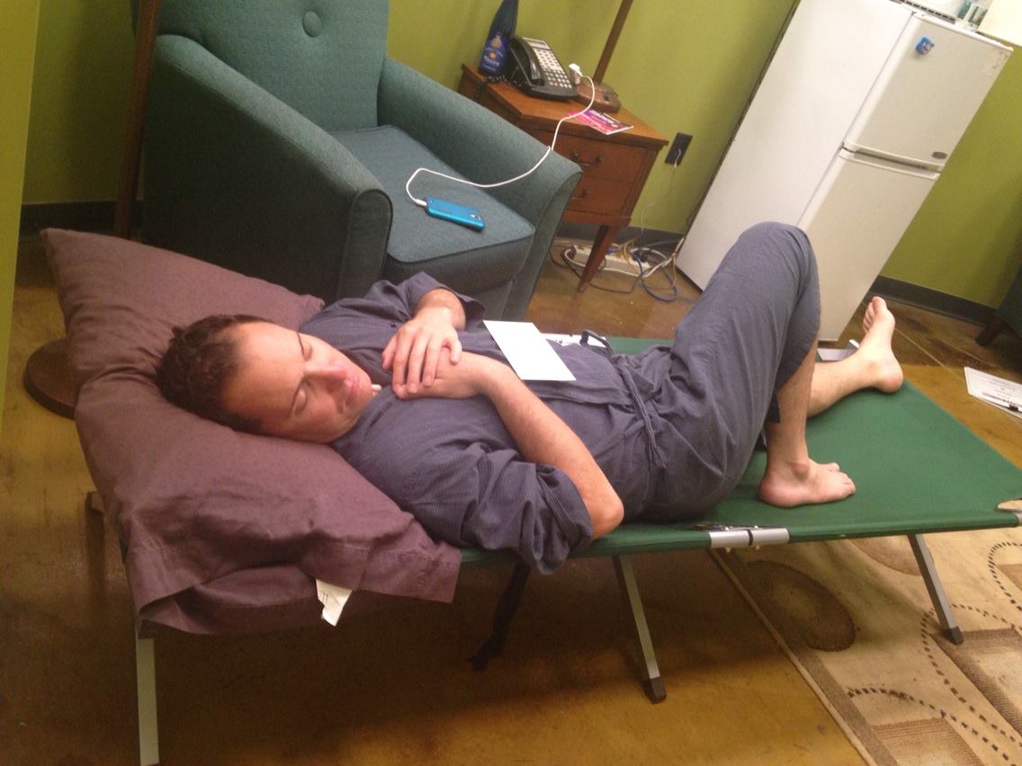 Ian grabbing some down time during the summer rep season at Actors Theatre. (Photo courtesy of Maren Maclean) 