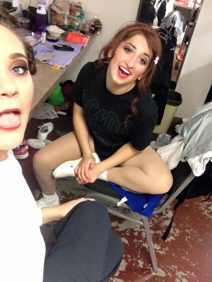 2015. Carly Nicole Grossman relaxes backstage with Haley Barton.