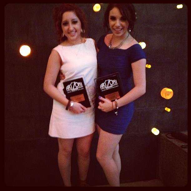 Carly Grossman and Carly Makani Copp with their ariZoni Awards. (Photo by Vicki Moskowitz Grossman)