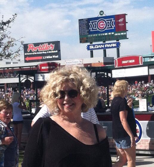 Hanging at a Cubs game: Kathie Osborne, 2015