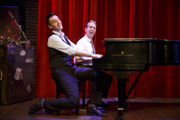 Joe Kinosian and Ian Lowe play many different characters (and the piano!) in the mystery spoof, "Murder for Two,'' produced by Arizona Theatre Company in 2014/2015. Photographer not credited. 
