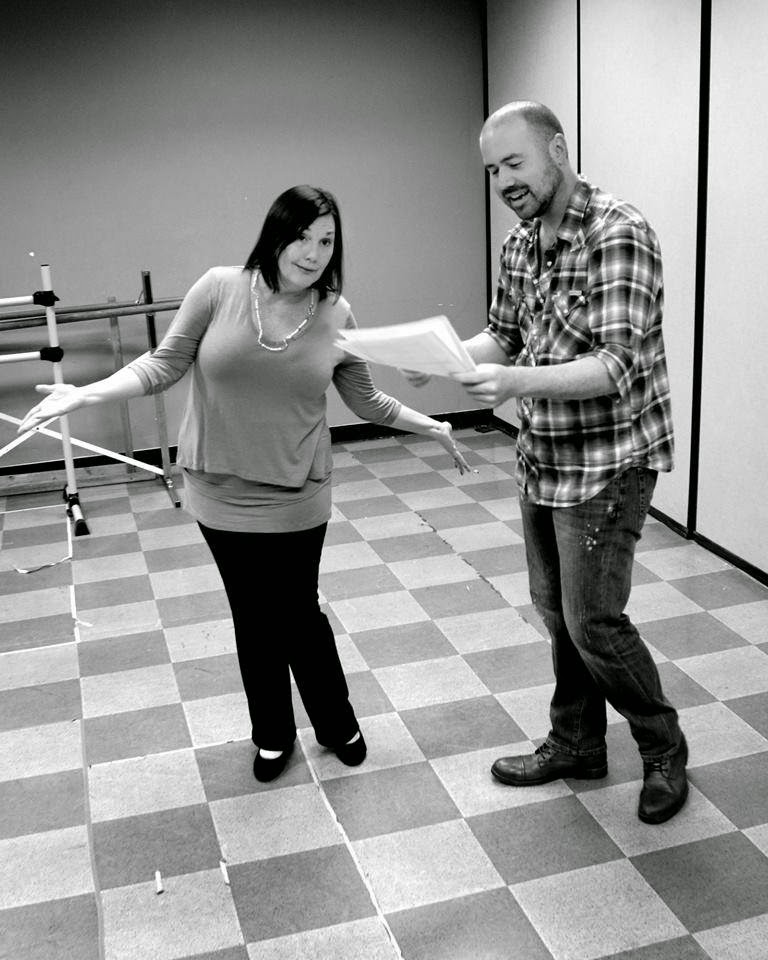 Phillip Fazio, right, directing  Kelli James Chase in 'Follies,' 2015, Theater Works. Photo by Alastair Gamble.