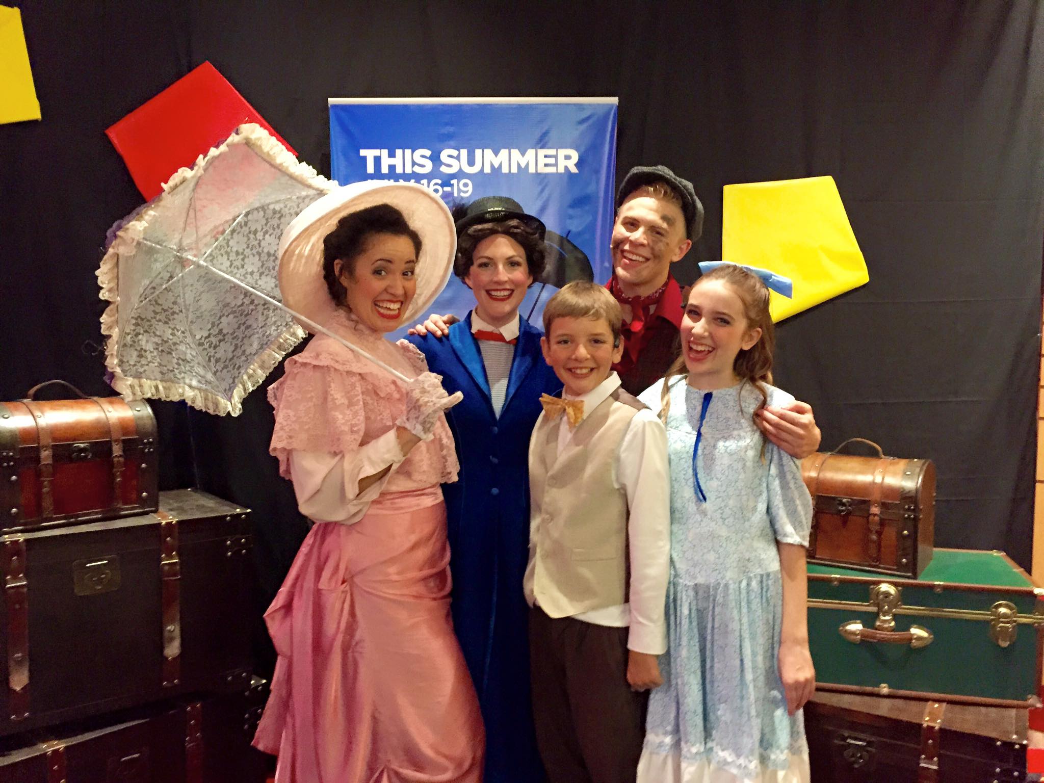 2015. Mary Poppins. Danica Keiko Koestner, Laura Pyper, Debbie Main, Cooper Hallstrom and Kelly Fink. (Facebook Photo)